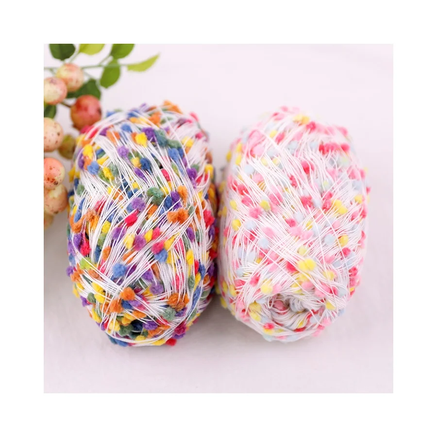 2024 China Hot Sale High Quality Fancy Yarn Yarn Crafts 1 Strand Ping Pong Bean Rope Yarn