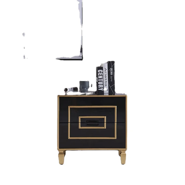 
Bedroom furniture 2 drawers wooden night stand line painted bedside table nightstand 