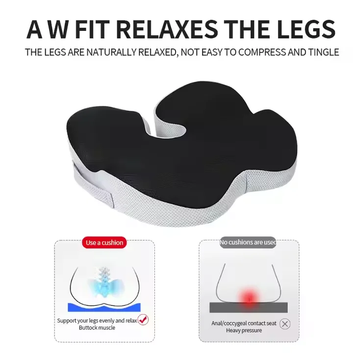 Memory Foam Cushion for Office Chair, Car Seat, Airplane,  Coccyx Pain Relief Desk Chair Cushion for Long Sitting Office Workers