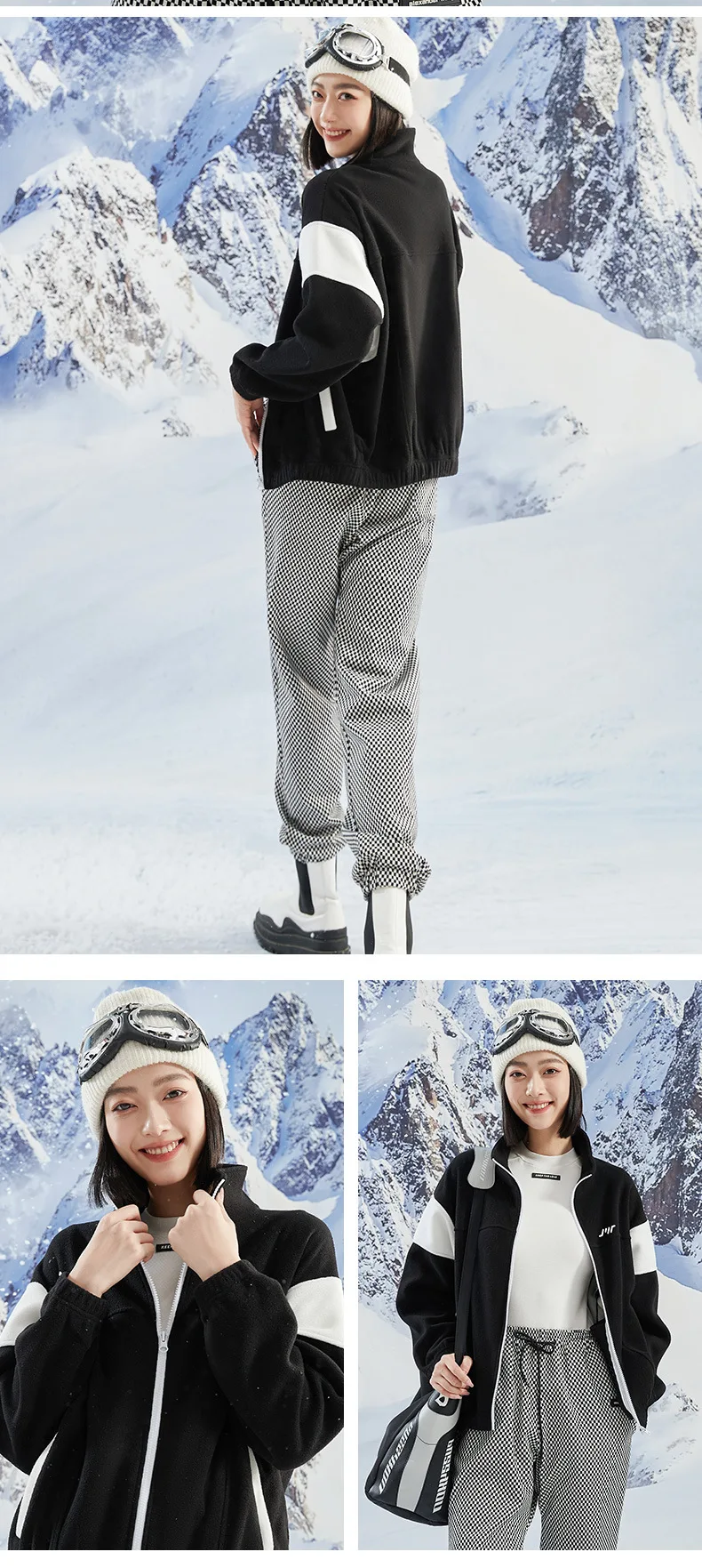 2024Activewear Autumn and winter sports coat with fleece thickened double-sided hardshell zipper Long-sleeves Jacket woman