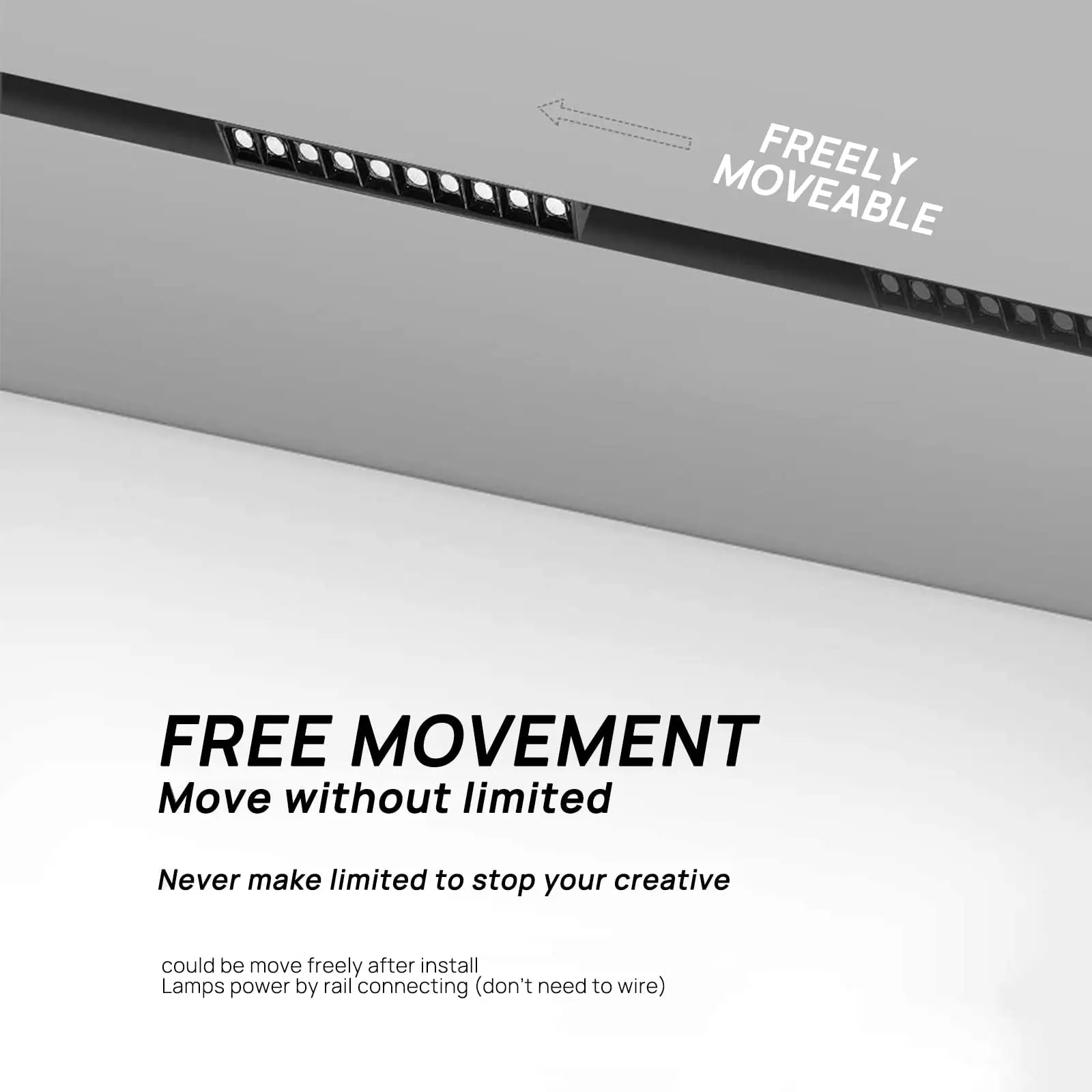 New Modern 220V Dimming Track Grille Flood Light Wall Washer Magnetic Track Light system Magnet LED Track Light Magnetic Rail