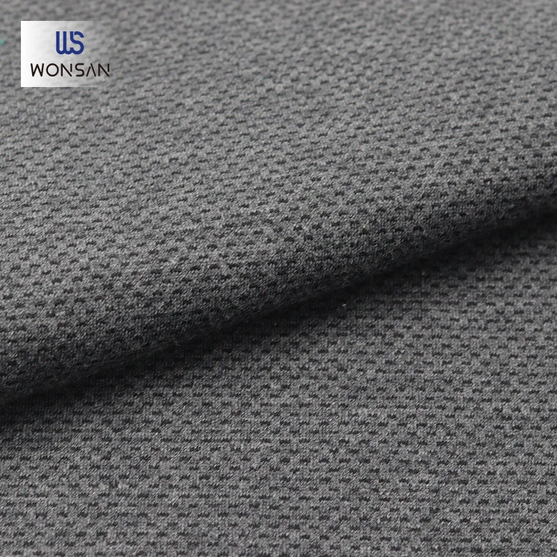 China High Quality Cotton Nylon Garment Sweater Cloth Yarn Dyed Heather Grey Jacquard Double Knitted Fabric