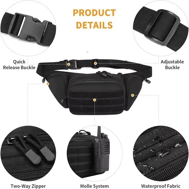 Luger Tactical Waist Pack Nylon Bodypack Hiking Phone Pouch Outdoor Sports Green Men Hunting Climbing Camping Belt Cs Bags