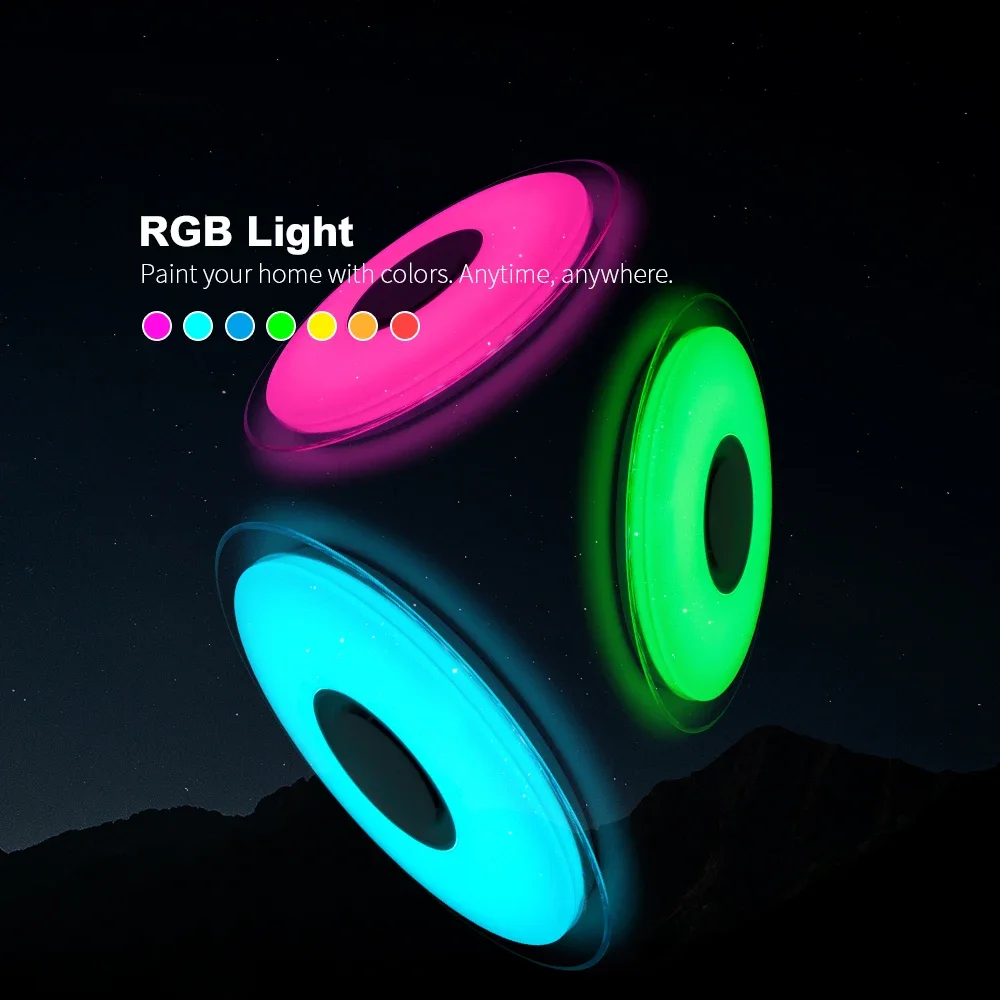 Nordic Style Smart RGB Dimming LED Ceiling Lights White Shade APP Controlled for Middle Sized Kids Room Hotel & Dining Room