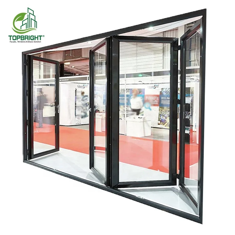 Exterior metal fold glass door screen outdoor impact bifold doors aluminium patio folding door