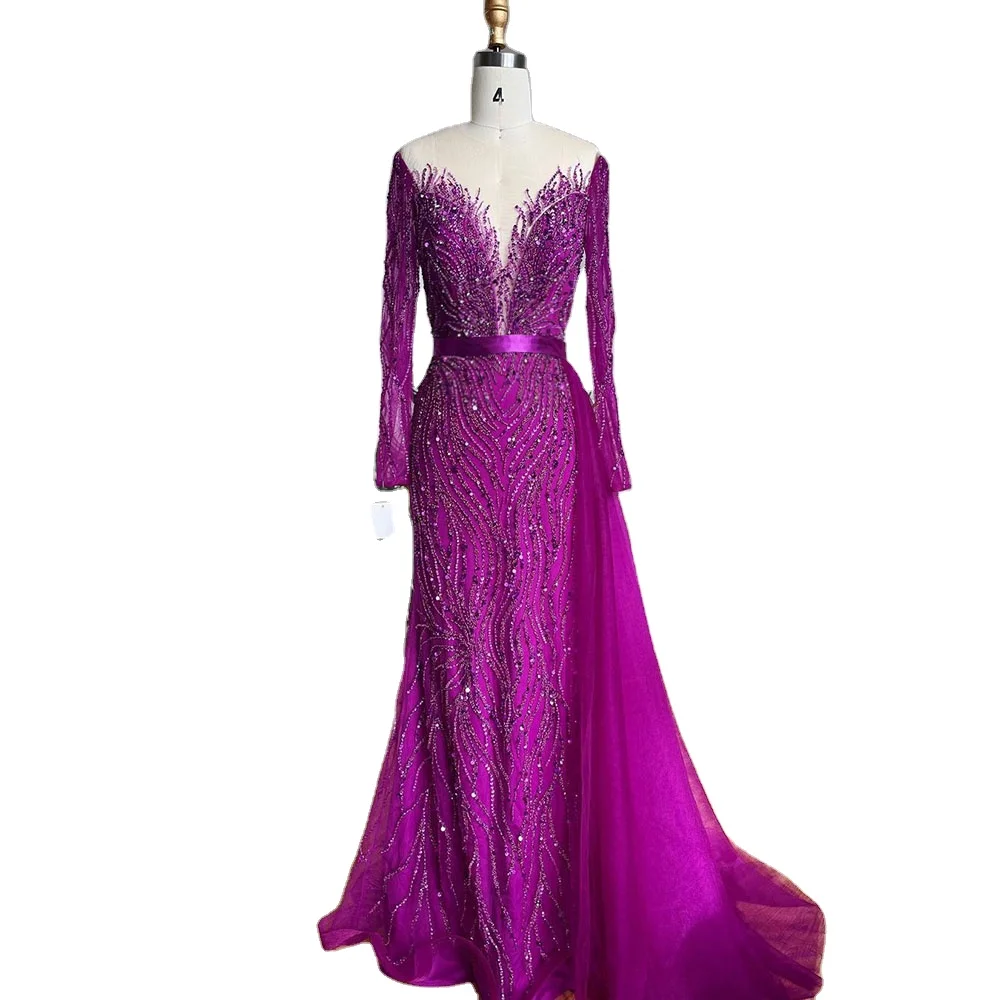 Purple Long Sleeves Mermaid Evening Dresses with Skirt Serene Hill LA71752 Elegant Party Gowns For Women