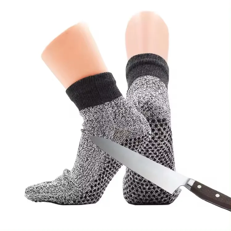OEM Level 5 Anti Cut Protective Cut Resistant Toe Sock With Bottom Dotted Silicone For Outdoor Activity