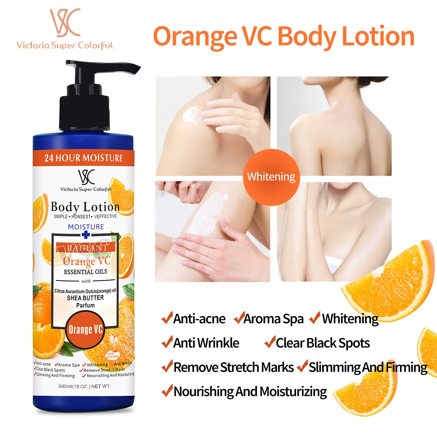 VSC wholesale vitamin C coffee mango peach fruit whitening body lotion moisturizing Body Milk 500ml alpha arbutin body lotion