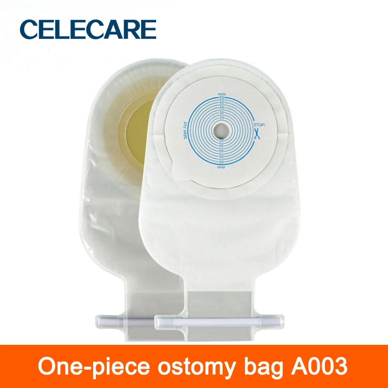 Celecare Factory Supply Hot Sale Stoma Care One Piece Hydrocolloid Base Plate Drainable 65mm Twist Tie Colostomy Pouch