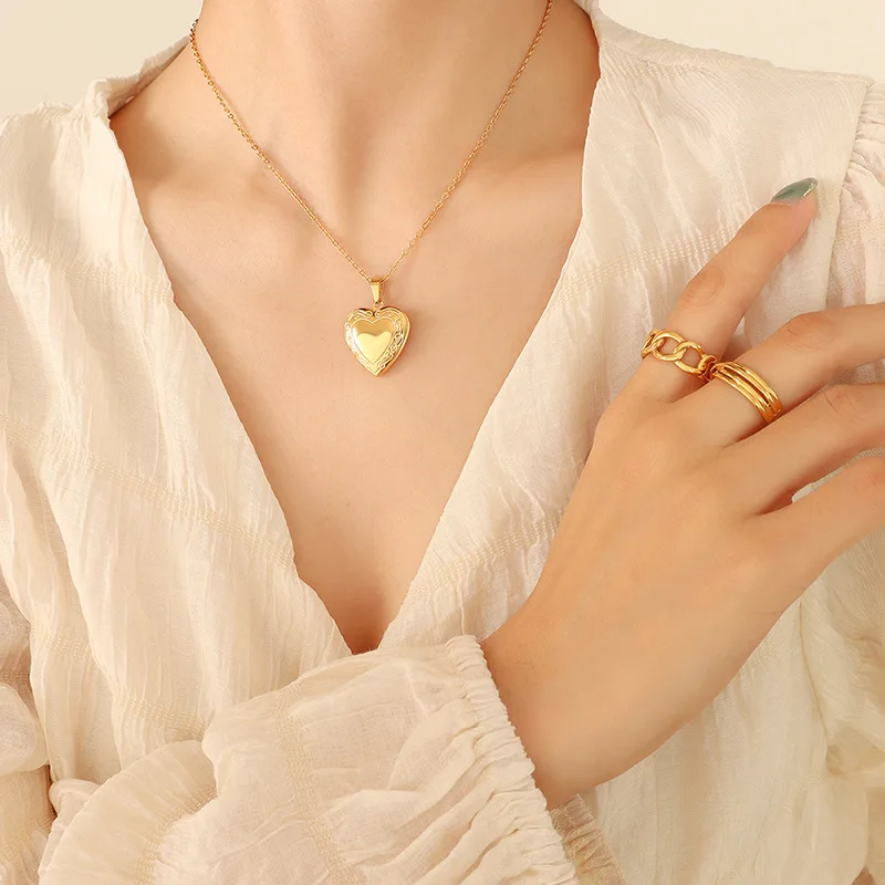 Chain Chocker Gemstone Heart Zircon Pendant Necklace Joyas De Acero Inoxidable Al Por Mayorjewelry Stainless Steel Necklaces Opp