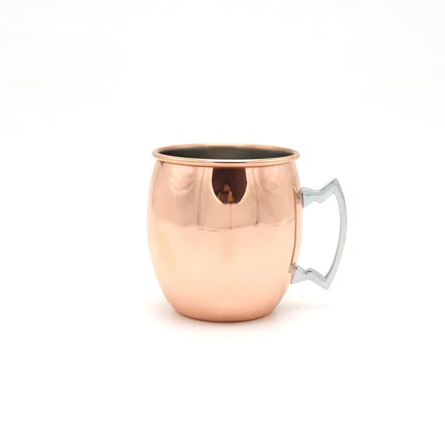 16oz Solid Handcraft Moscow Mule Drum Copper Plated Drinks Coffee Beer Cocktail Vodka Mint Julep Ginger Tea Mug Cup