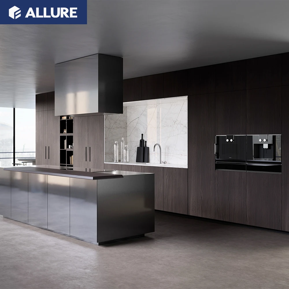 Allure Stainless steel Smart kitchen cabinet Set Industrial fashion Style Luxury modern design kitchen cabinets wholesale