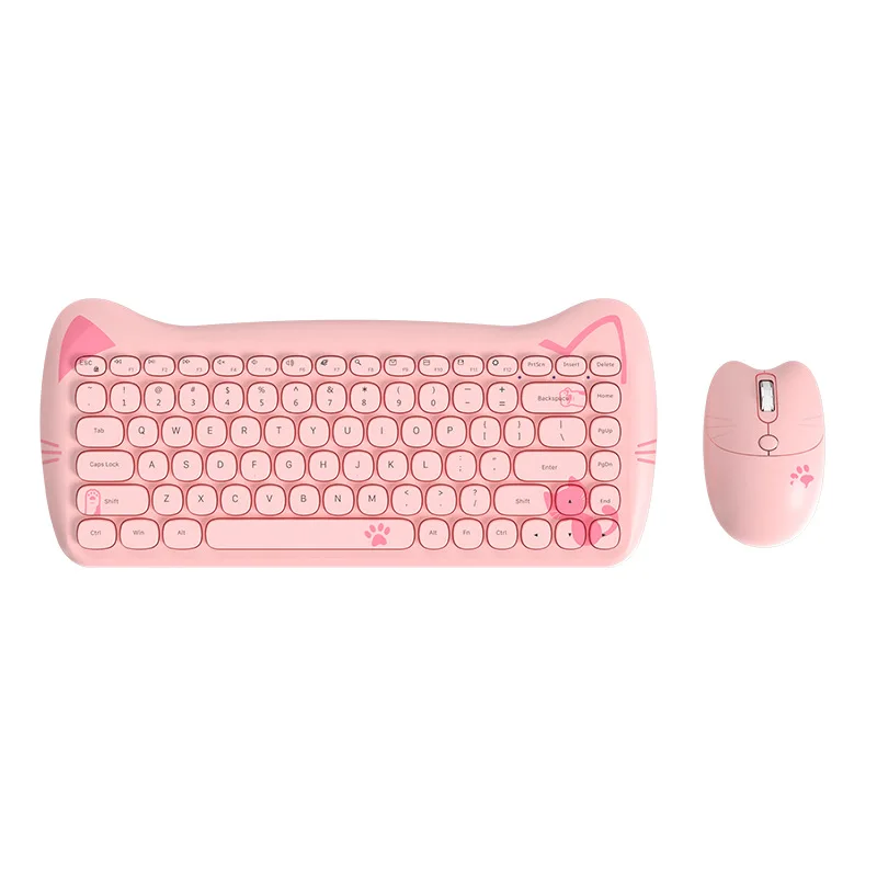 Ajazz A3060 Wireless Dual-mode Professional Membrane Keyboard and Mouse Combo Set Pink Purple Suitable for Win IOS Laptop Gamer