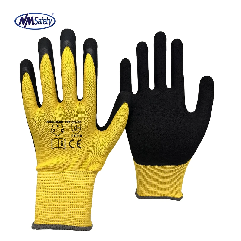 NMsafety Industrial Safety Foam Latex Coated Work Gloves Hand Gloves Custom Garden Gloves