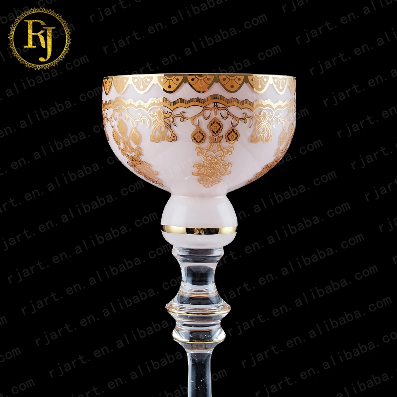 Uzbek Kazakh Glass Gold Pattern Skidki Idishlar Muslim snack ceramic plate fruit Chinni Posuda fruit bowl glass footed