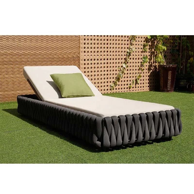 Customized luxury sun loungers modern beach sun loungers with rope woven