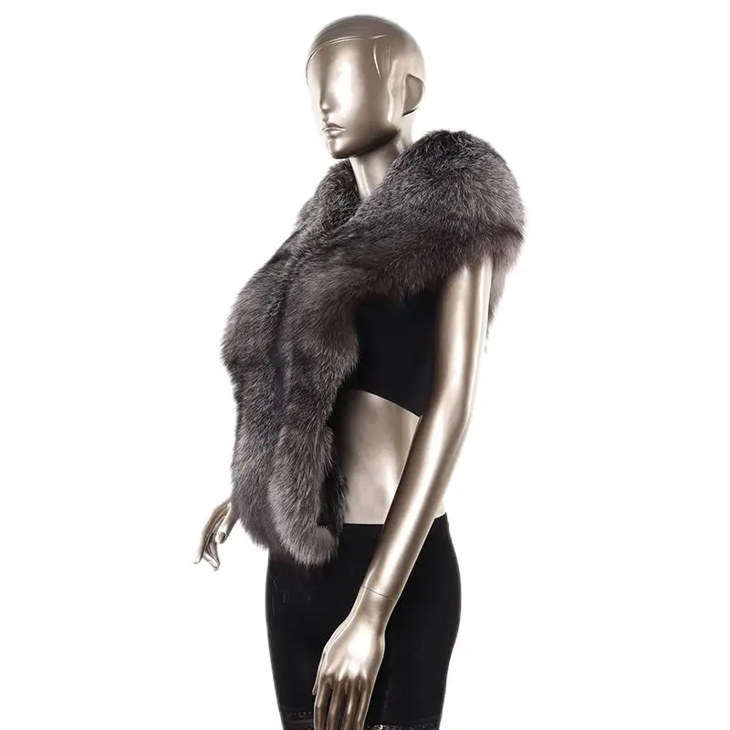 wholesale fur shawl scarves with winter women good quality fluffy fashion sliver fox fur scarf cape for girls