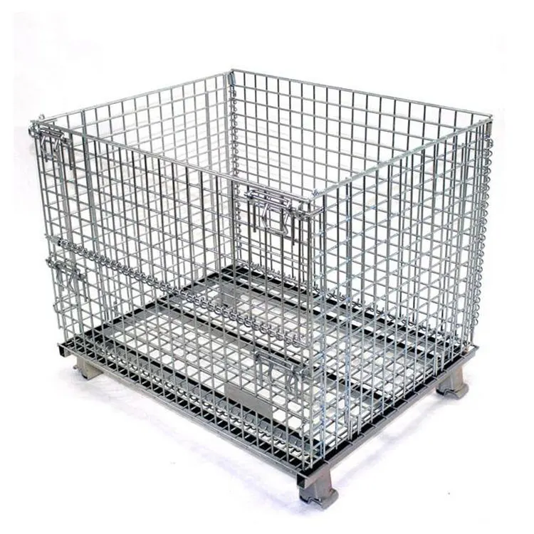 Movable Assemble Metal Shipping Pallet Galvanized Storage Shelf Rack With Wire Cage For Warehouse Storage Rack