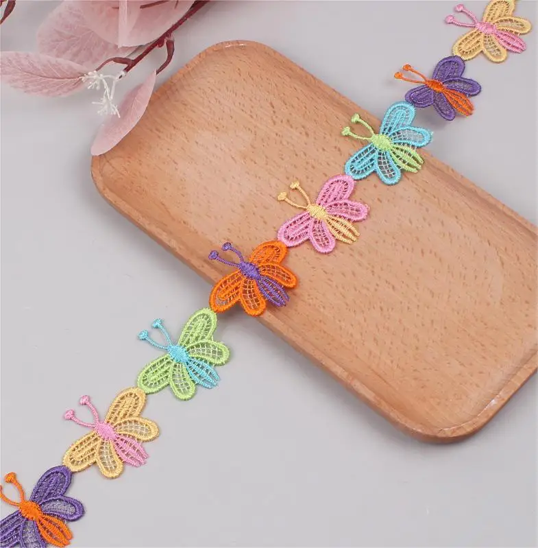 Wholesale Embroidered 3d Border Lace Trim Sun Flower Chemical Lace Trim For Dress Lingerie Decoration