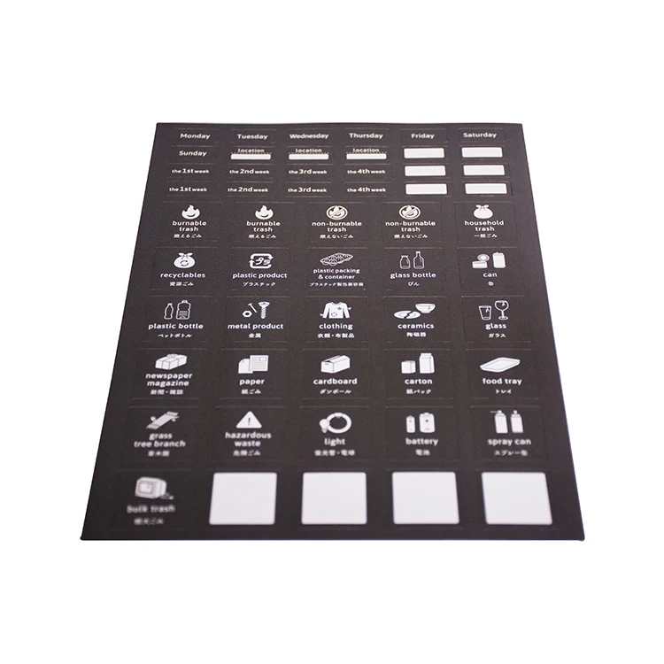 Custom Housework Magnet Sheet Garbage Sorting Magnetic Paper Fridge Magnet