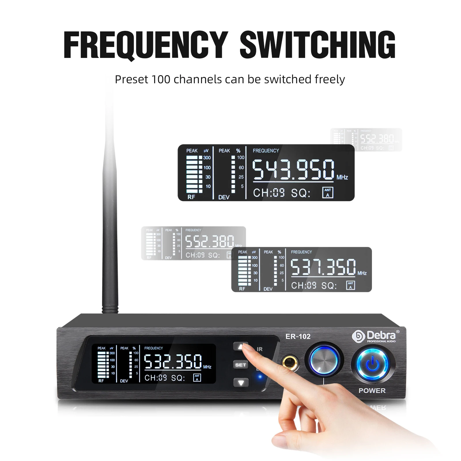 ER-102 Portable Wireless in Ear Monitor System Headset Microphone Professional Singing Sound System Condenser Microphone 120DB