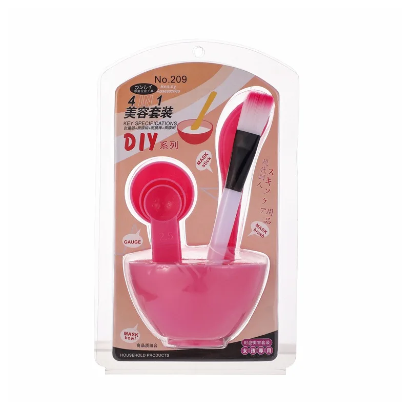 Four piece beauty plastic facial mask mixing bowl diy beauty facial mask bowl set