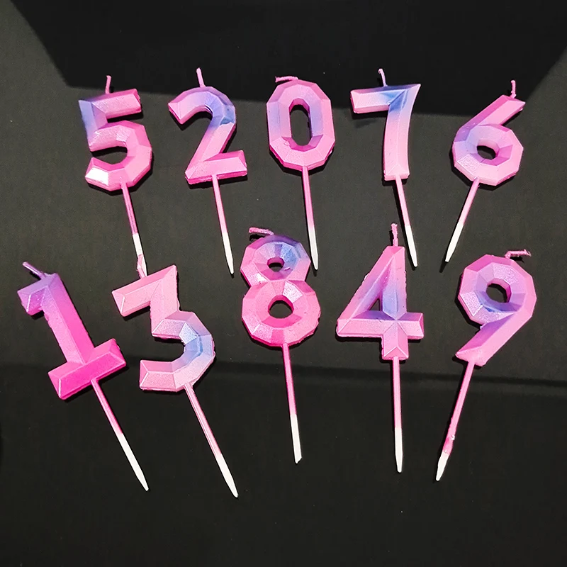 Wholesale Hot Sell Happy Birthday pink Number Digital Candle Mold Happy Glitter
