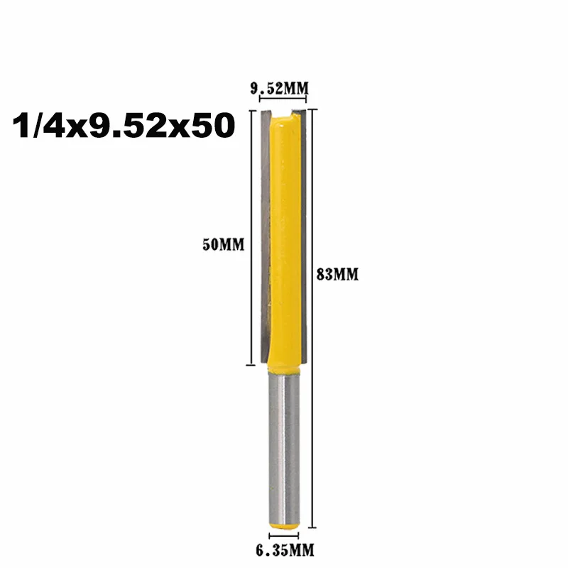 HOZLY 1/4 Shank Extended Double Flutes Straight Bit Router Bit Milling Cutting for Wood Tool Carton 1 Piece 2flutes