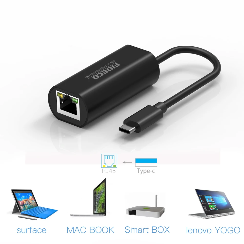 FIDECO High speed Usb3.0 type C to 10/100/1000Mbps Gigabit Lan Ethernet Adapter Usb Lan Adapter