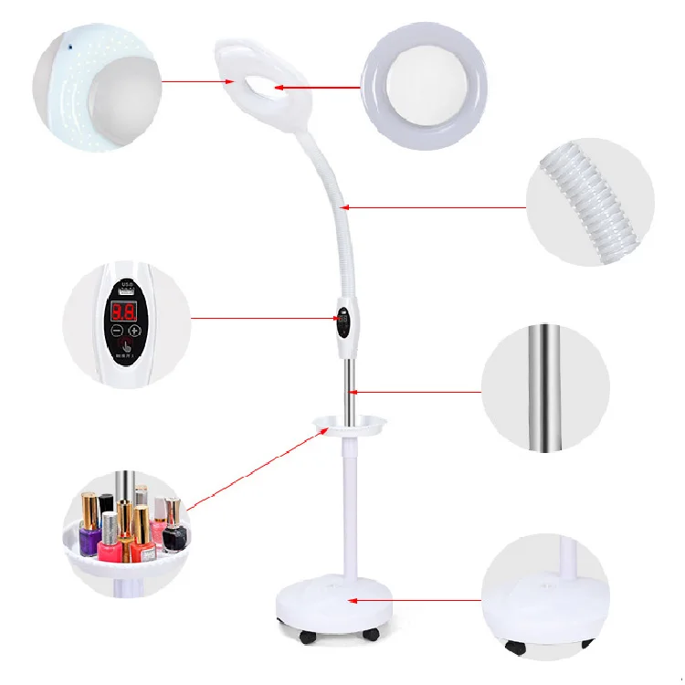 LED beauty salon soft light with storage tray facial skin inspection magnifying lamp