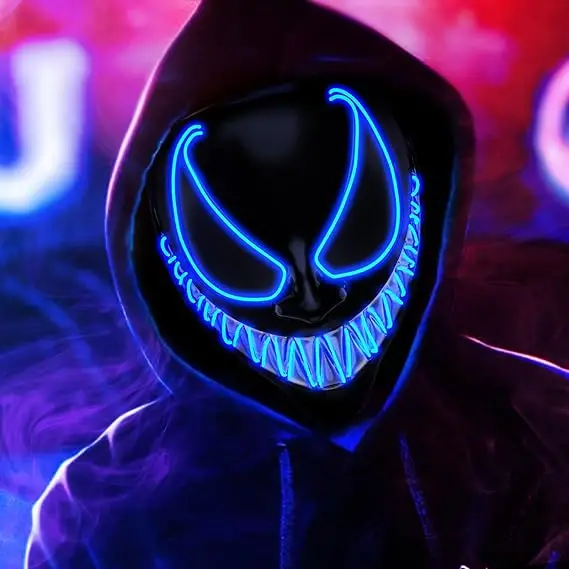 LED Halloween Costume Mask Light Up Scary Mask with Glowing Masquerade Evil Mask for Cosplay Parties