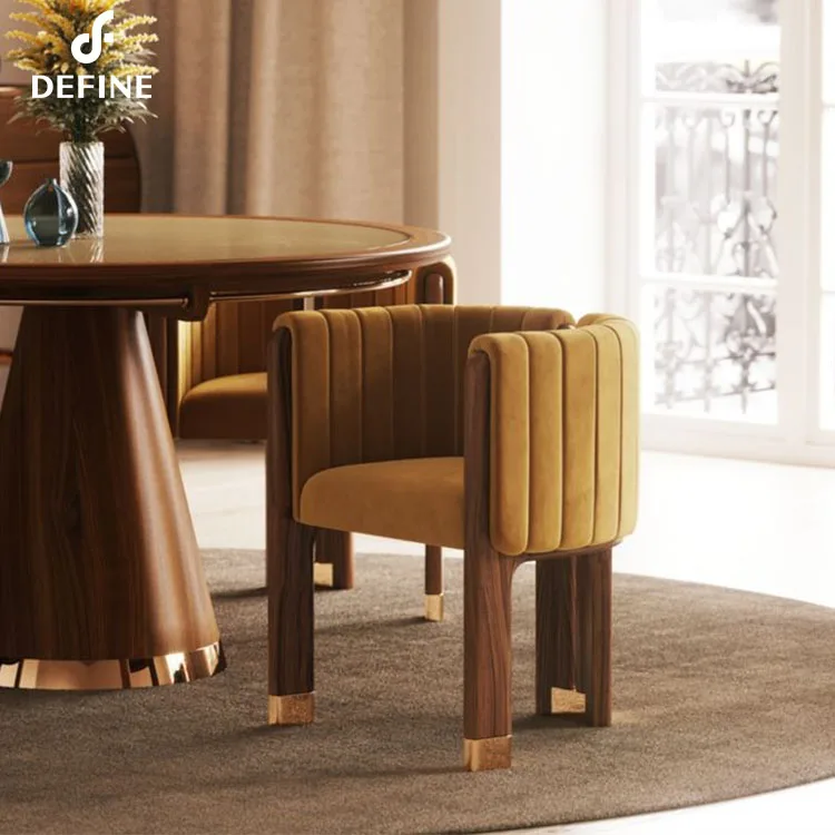 Light luxury wooden frame with comfortable sitting living room arm chair for villa