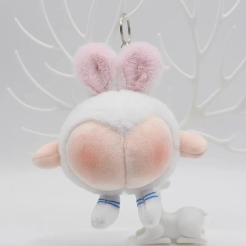 Ugly Cute Rabbit Doll Plush Keychain Toy Funny Fart Pendant for Girls Schoolbag Gift