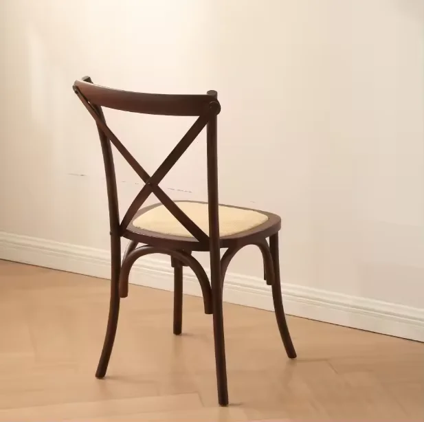 Cheap wholesale events restaurant solid  Wood Rattan Cross Back Dining Chairs for hotel or diningroom