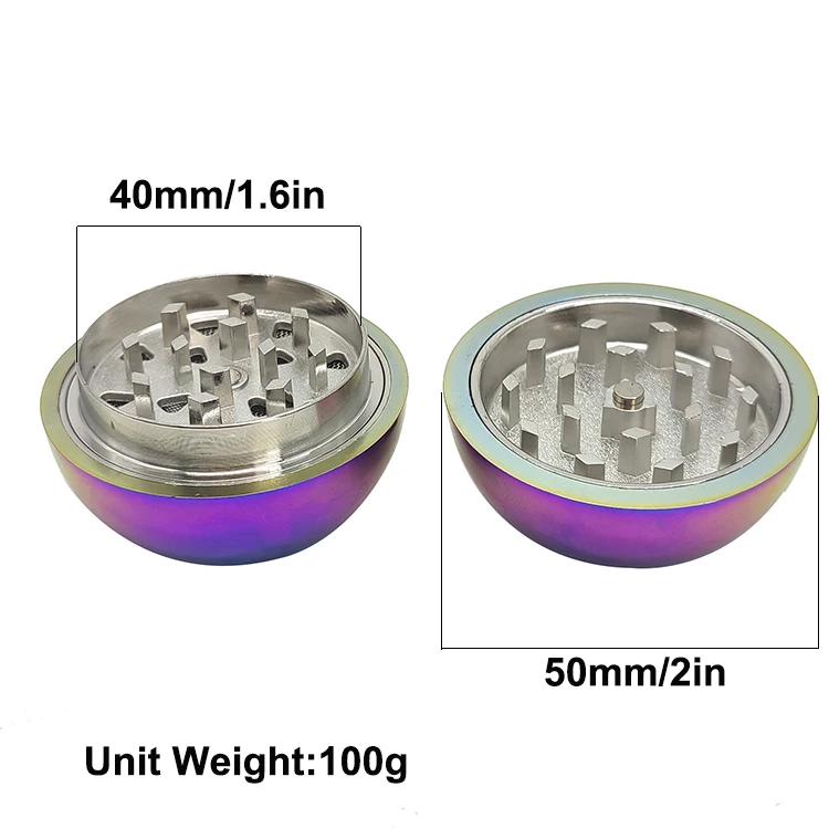New Pocket 50MM 3 Parts Zinc Alloy Dragon Ball Rainbow Metal Herb Grinder Spice Dry Grinder Wholesale