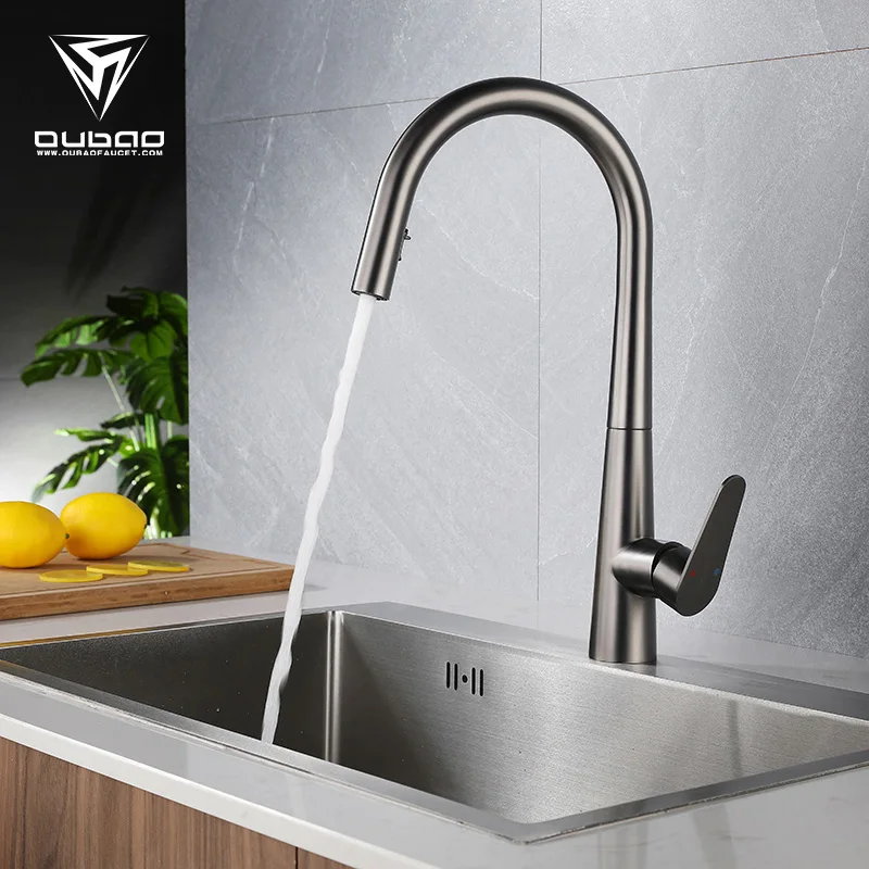 Stainless Steel Ceramics Multi-Function Pull Down Spray Sink Mixer Kitchen Tap Kitchen Faucet