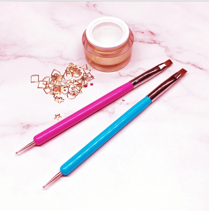 Dual-Purpose Nail Brush with Double-Headed Phototherapy Pen Flat Dot Drill Pen and Needle Brush for Nail Art