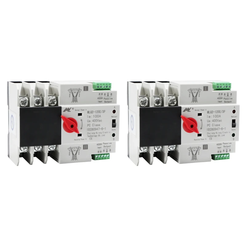Single Phase Din Rail ATS for PV and inverter Dual Power Automatic Transfer Selector Switches Uninterrupted 2P 63A 100A 125A
