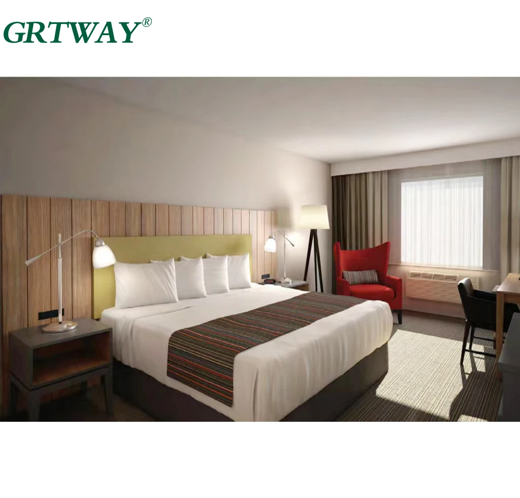 GRT6237 Country Inn Modern Hotel Furniture Custom Made Hotel Bedroom Sets Wooden King Queen  Hotel Furniture