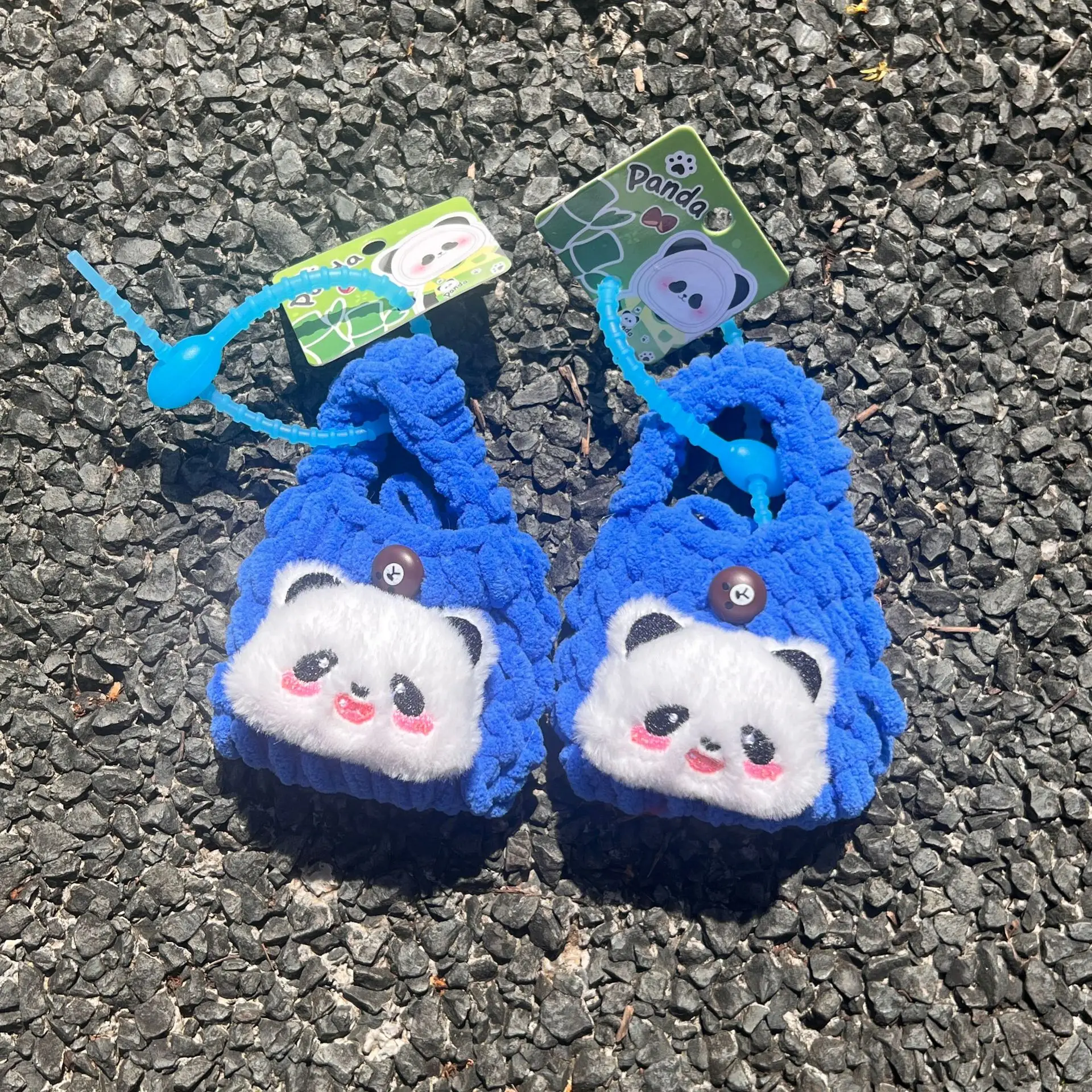 Xiaohongshu Handmade Twist Weaving Mini Satchel Pendant Colorful Creative Bag with Panda Headphone Hot Style Cotton for Girls