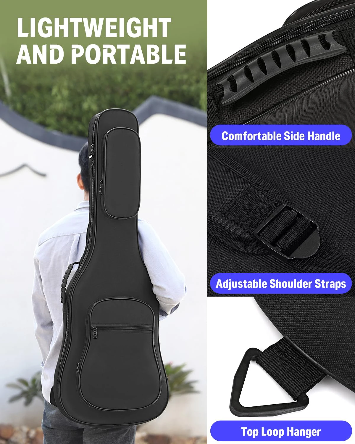 Adjustable Shoulder Strap Acoustic Classical Guitar Case with Soft Padded Waterproof Gig Bag for Music Instrument Protection