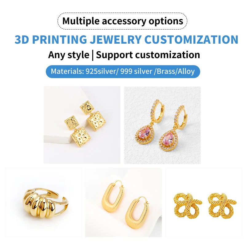 OEM изготовленный на заказ 3D печать ювелирных изделий модель быстрый прототип серебряного Латунного Кольца из нержавеющей стали серьги ожерелье