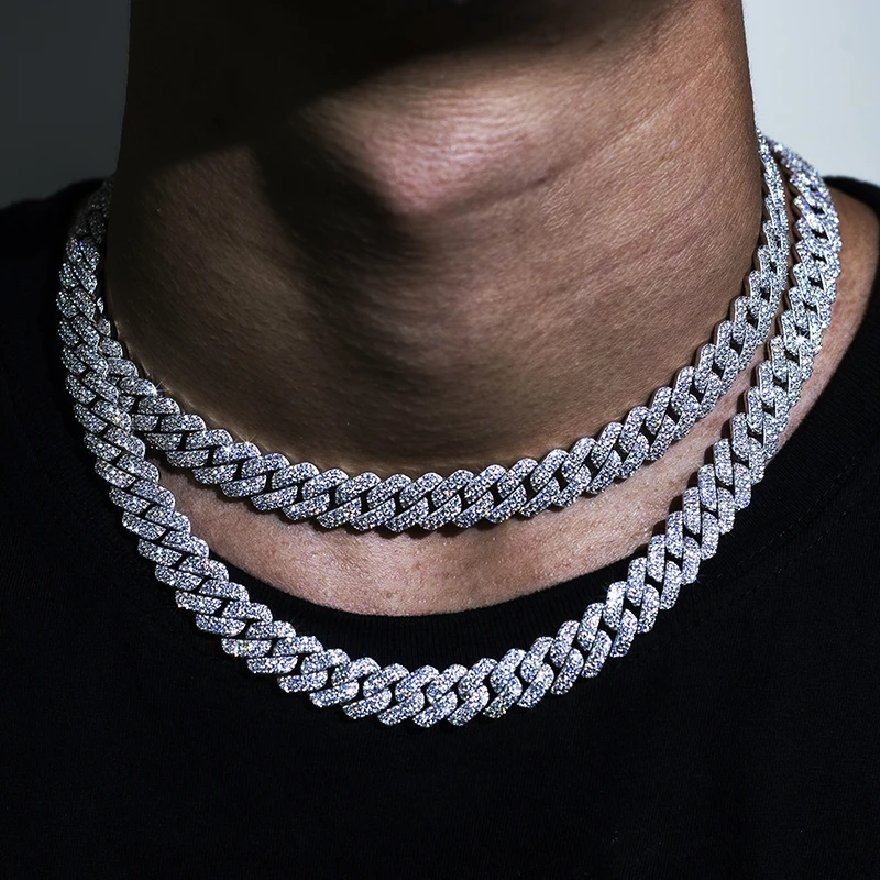 Moissanite Cuban Necklace Ice Out 925 Sterling Silver Moissanite Cuban Link Chain Hip Hop Jewelry