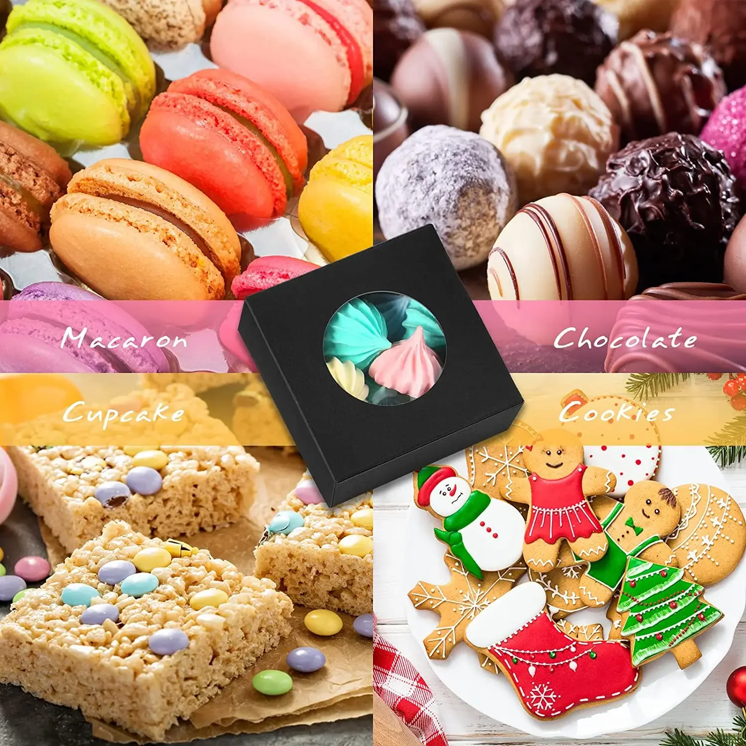 Wholesale Recyclable Cheap Folding Packaging Box Kraft Paper Cake Box With Window