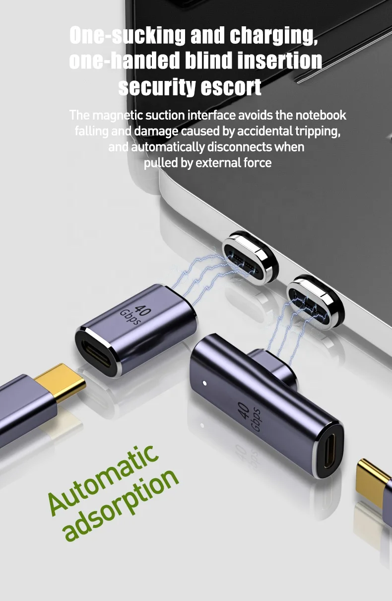 New USB Cable Magnetic Adapter 100W USB 4.0 Type C Magnetic Charger Connector For Phone USB C Device Fast Charging Converter