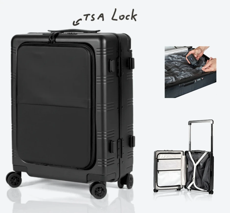 Luxury 68L Large Storage Airplane Travel Outdoor USB port Luggage TSA Lock Air Vacuum Compression Luggage