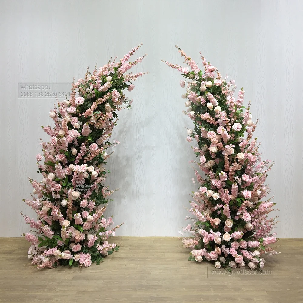 GNW Wholesale Flower stage Backdrop Wedding Arch Decorative Silk Flower Cherry Blossom Arch for Stunning Wedding Occasion decor
