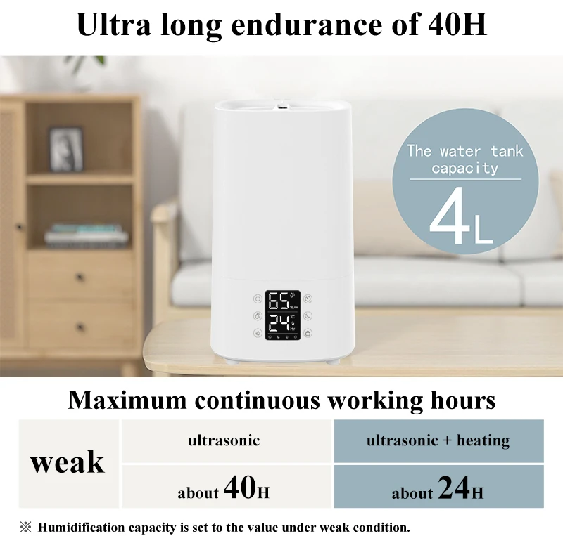 RUNAL 4L Top Fill Big Steam Cool Warm Mist Heat Large Umidificador Ultrasonic Humificador Humidificador H2o Air Humidifier