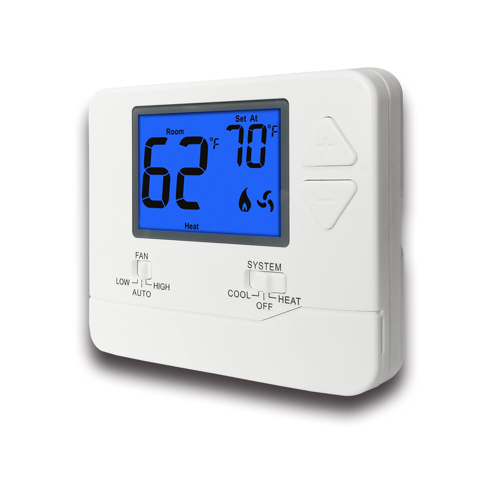 Heat Pump Non Programmable Smart Room Thermostat with Blue Backlight for Air Conditioning