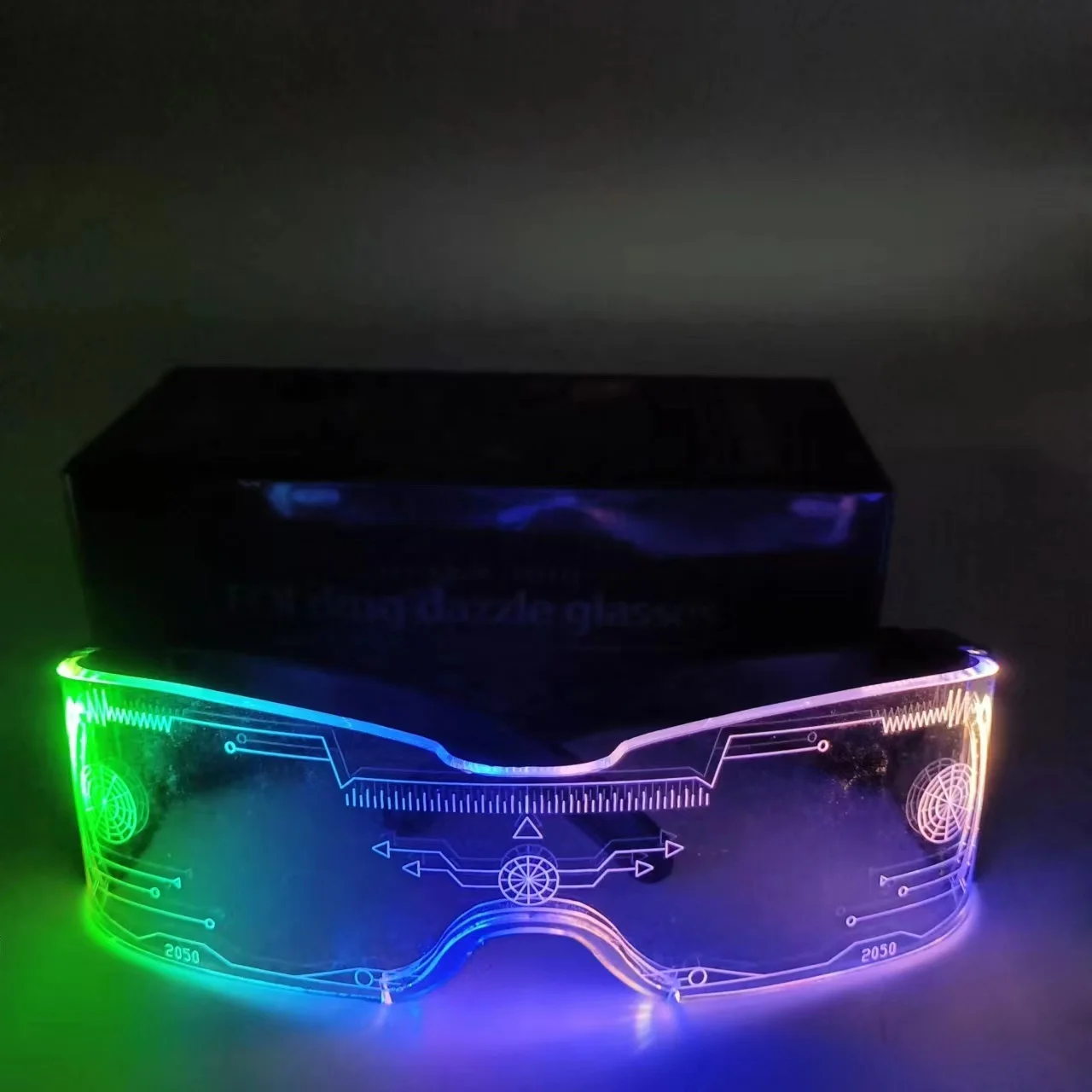 Led Folding Customized Logo LED Brille Dazzle Cyberpunk Glasses New Package Led Party Rave Light Up Glasses